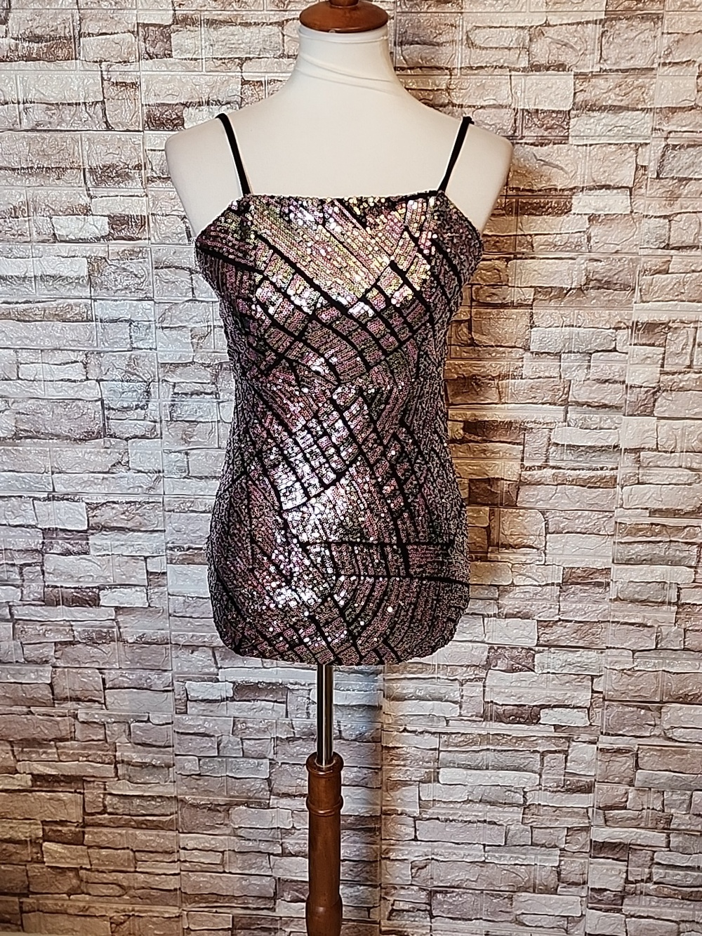 Crystal Doll Pink Purple & Black  Sequin